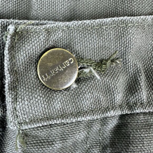 Carhartt Mens 42x30 Work Pants Green Utility Canvas B11-MOS Carpenter Rugged Fit - Picture 9 of 12